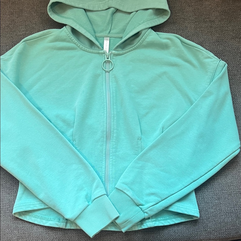 Fabletics Light Green Hoodie with Ring Zipper